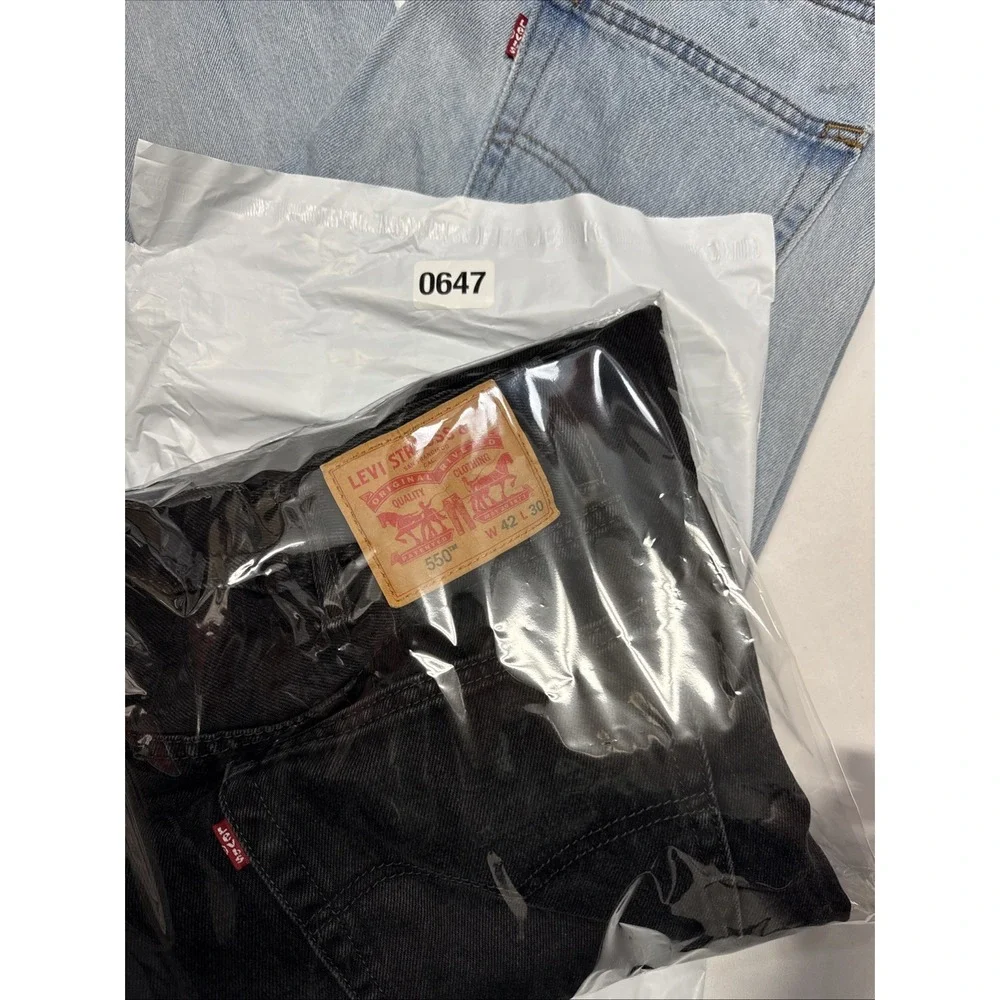 Levis 550‎ Black Jeans Men's 42x30 (40X29) Denim Relaxed Fit Casual Pants Baggy